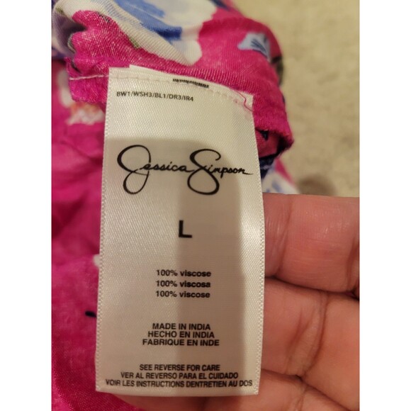 NWT Jessica Simpson Gabbie Hi-Low Midi Dress PINK FLORAL V Neck Women Large - Picture 10 of 11